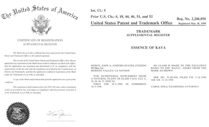 Essence of Kava� Trademark Registration